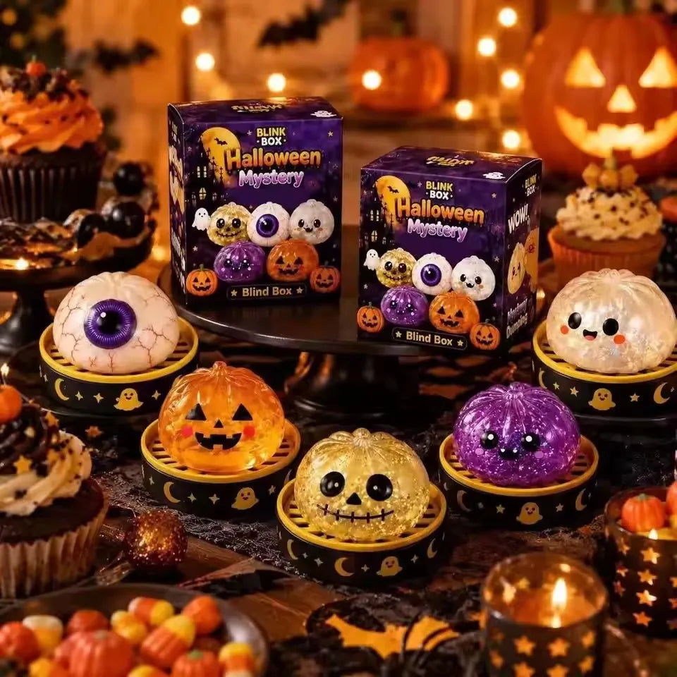 New Halloween Ghost DumplingsToy Soft Slow Resilience Squishy Toy Fidget with Steamer Steamed Stuffed Bun Squishy Pinch Le