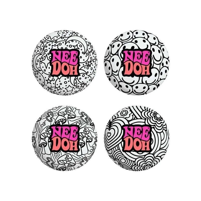 Needoh Press-Doh Flour Filling Color Changing Squeeze Round Squishy Ball Soft Doodle Pattern Stress Relief Sensory Fidget Toy