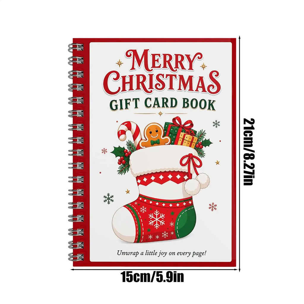 Christmas Gift Card Book 7 Pages Spiral Bound Holder Album for Gift Cards Festive Holiday Organizer Kids Adults Stocking Stuffer