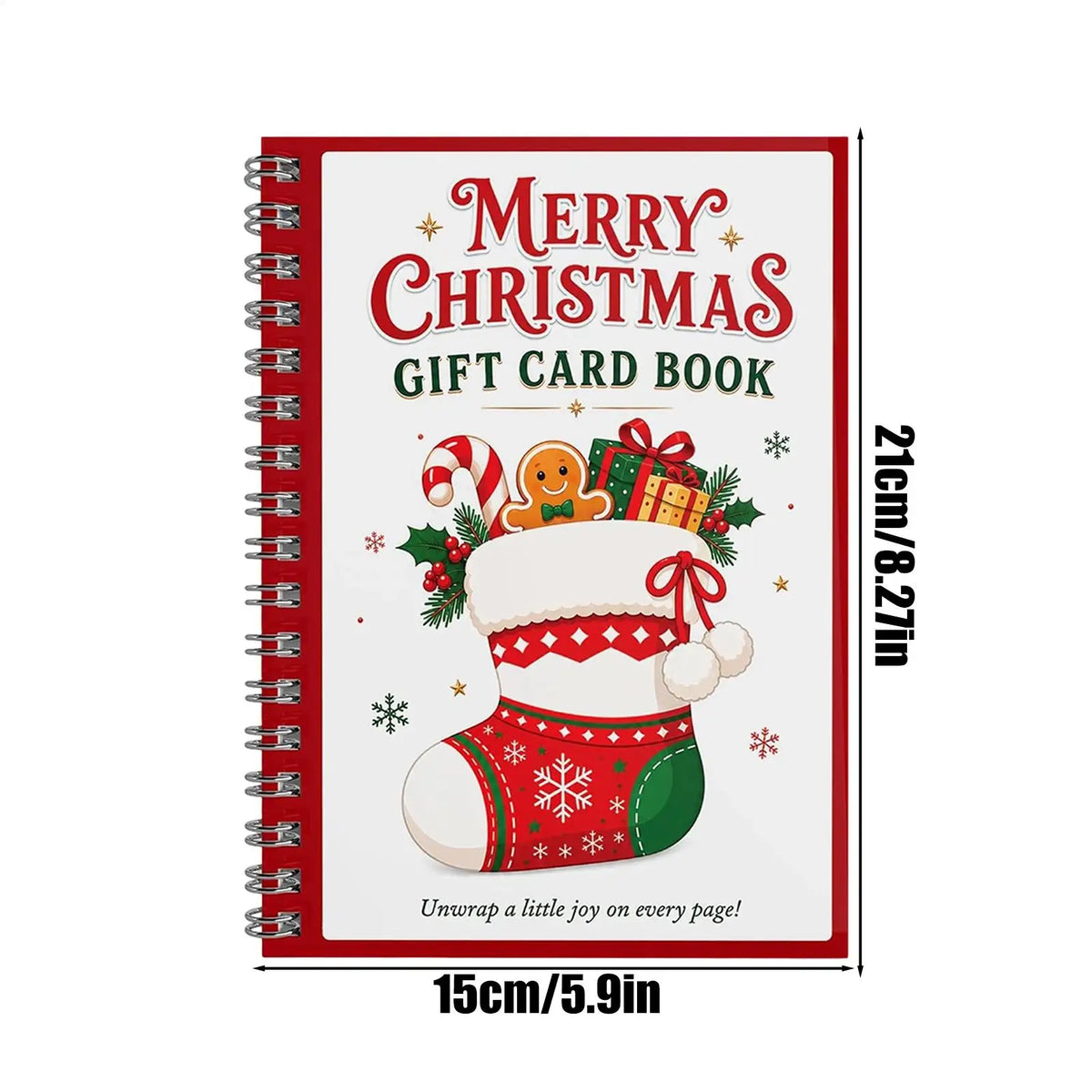 Christmas Gift Card Book 7 Pages Spiral Bound Holder Album for Gift Cards Festive Holiday Organizer Kids Adults Stocking Stuffer