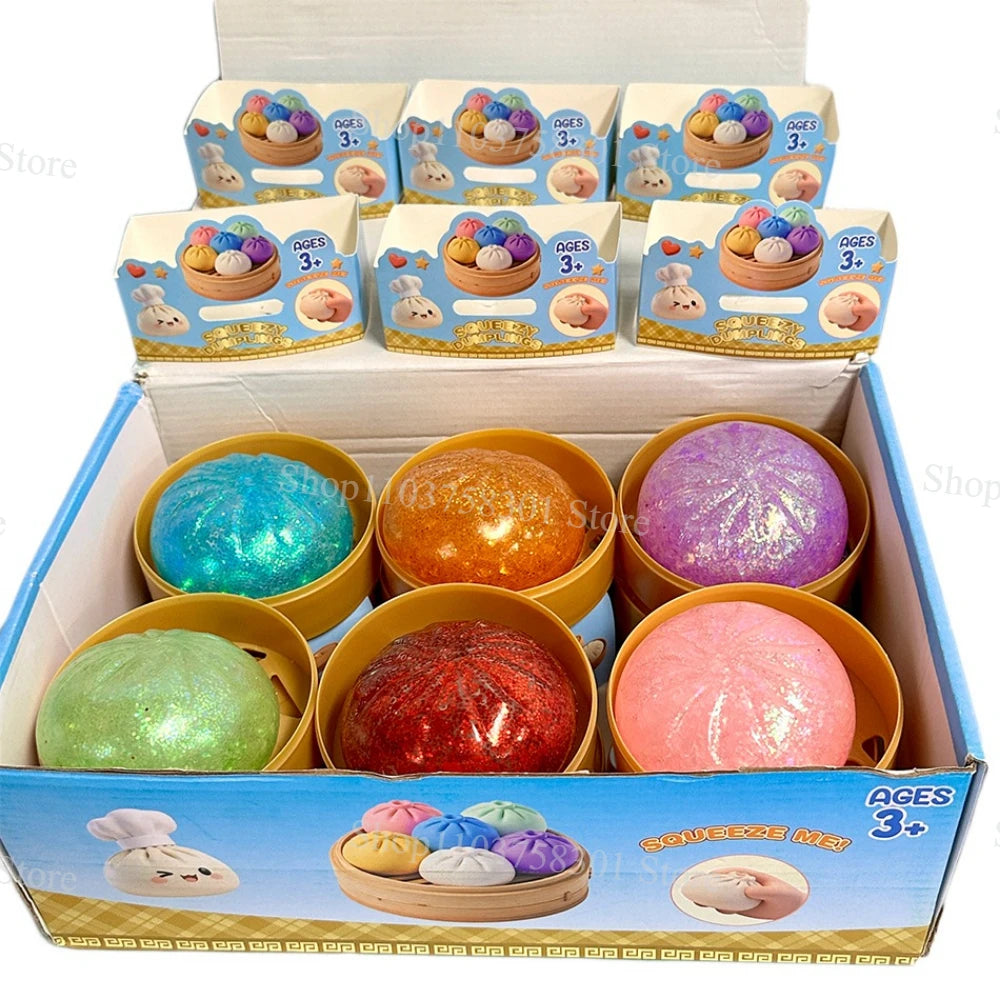 Giant Squishy Dumplings Stress Relief Fidget Toy Colorful Simulation Food Steamed Stuffed Bun Dough Toys Slow-rise Squeeze Toy