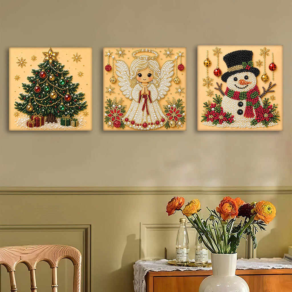 Christmas Pearl Diamond Painting Art Set With Frame DIY Pearl Beads Craft Kit For Adults Beginner Home Decor Wall Art Party Gift