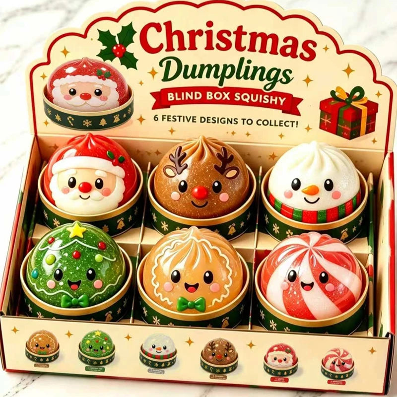 Christmas Dumplings Steamed Stuffed Bun Toy Glitter Mud Fun Decompression Toy Funny Stress Anxiety Relief Squeeze Prank Toy 1Pcs