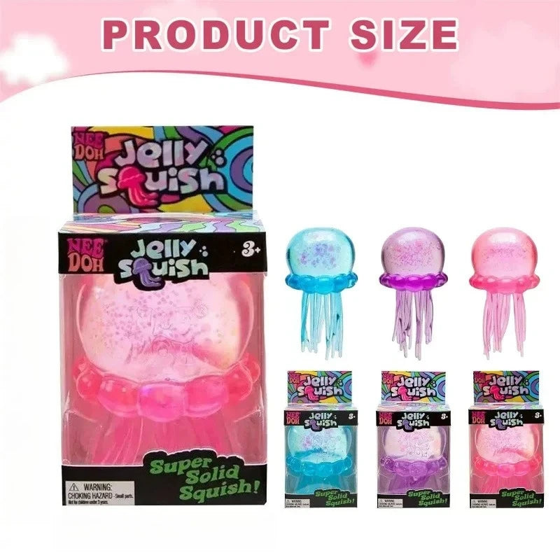 Needoh Fuzz Ball Jellyfish Squishy Blind Box Random Color Soft Stress Relief Toy Cute Relaxing Squeeze Sensory Toy Squishies