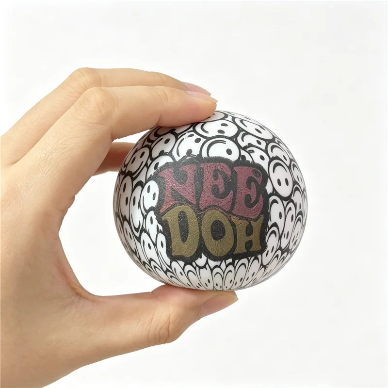 Needoh Press-Doh Flour Filling Color Changing Squeeze Round Squishy Ball Soft Doodle Pattern Stress Relief Sensory Fidget Toy