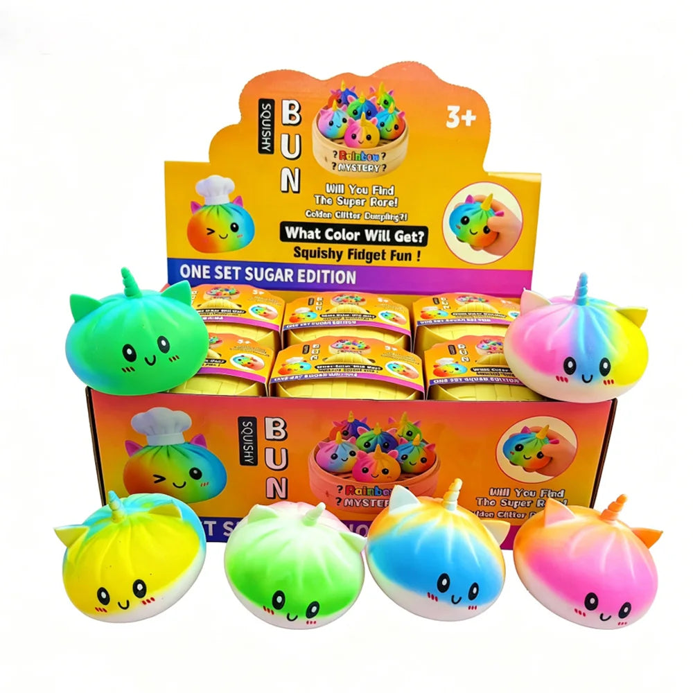 Large Rainbow dumplings Squishy Blind Box, Simulation squishies Stress Relief Squishies, Sensory Stress Relief Vent Fidget Toy