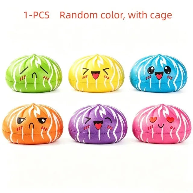 Simulation Food Squishies Bun with Steamer Soft Fidget Sensory Ornaments Colorful Dumpling Squishes Stress Balls Desk Ornaments