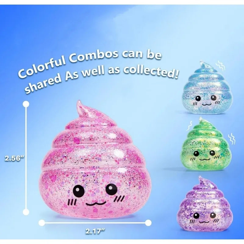Novelty Squishy Poo Stress Ball Squishies Toys Glitter Funny Stretch Squeeze Fidget Toys for Kids Adults Fool's Day Prank Gift