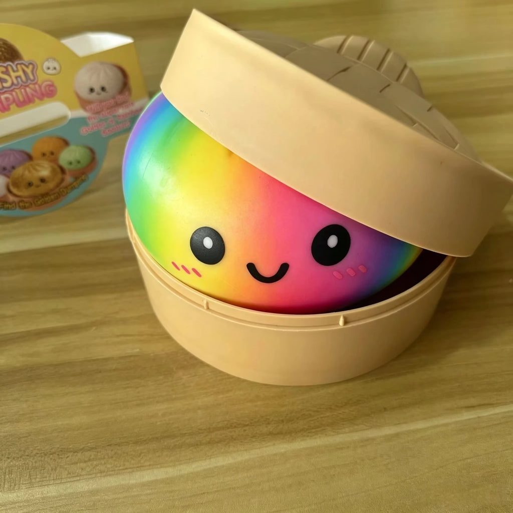 15/25cm Large Colorful Dumplings Squishy Rainbow Stress Relief 6/10 Inch Dumplings Stress Cute Face Fidget Sensory Favors Gifts