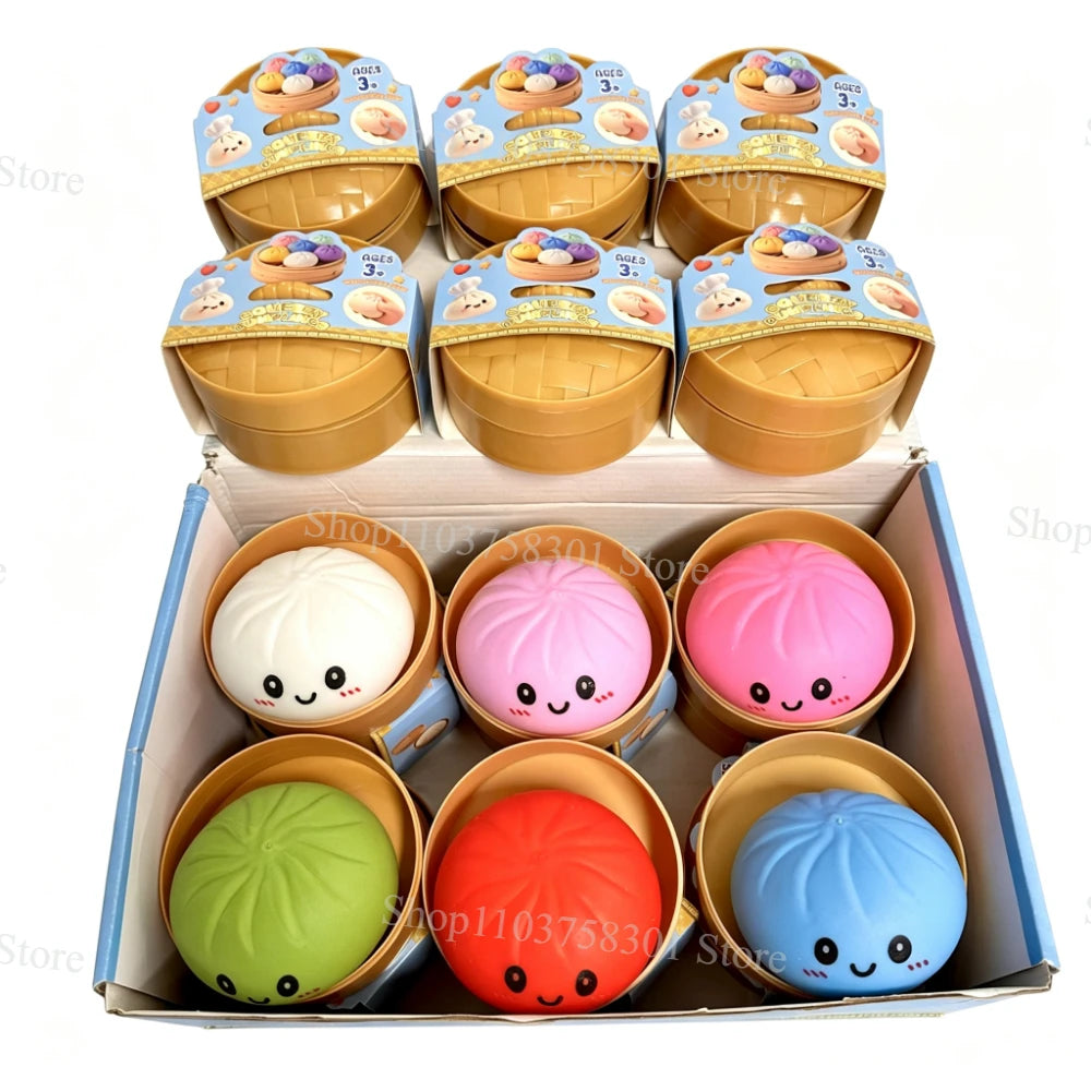 Giant Squishy Dumplings Stress Relief Fidget Toy Colorful Simulation Food Steamed Stuffed Bun Dough Toys Slow-rise Squeeze Toy
