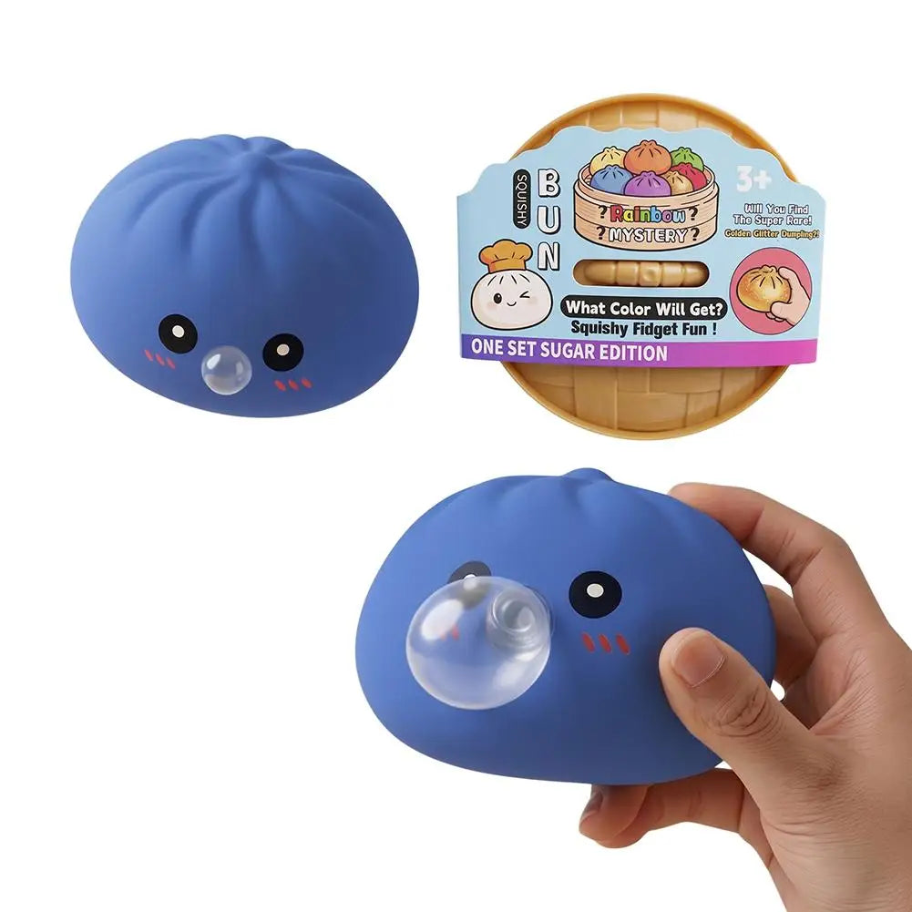 Dumpling Squishies Blow Bubbles Toy Dumpling Squishies Set with Steamer New Bubble-Blowing Squishies, Stretchy Fidget Sensory