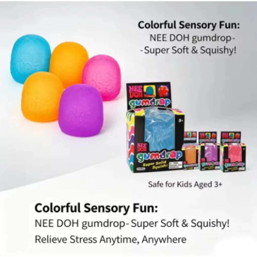 Soft Nee Doh Gumdrop Sensory Toy, Collectible Stress Balls, Assorted Colors, 1 Pack, Squeeze Toy, Surprise Box