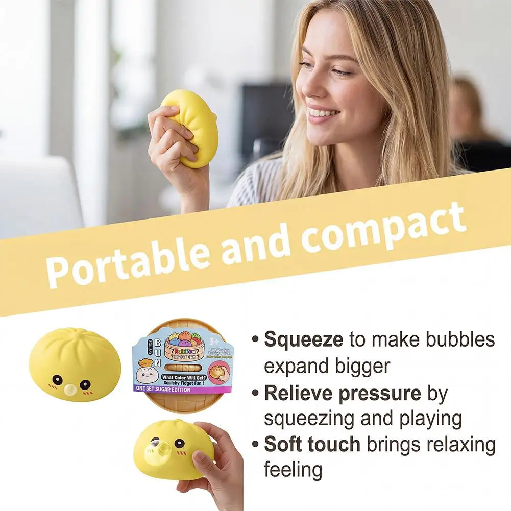 Dumpling Squishies Blow Bubbles Toy Dumpling Squishies Set with Steamer New Bubble-Blowing Squishies, Stretchy Fidget Sensory