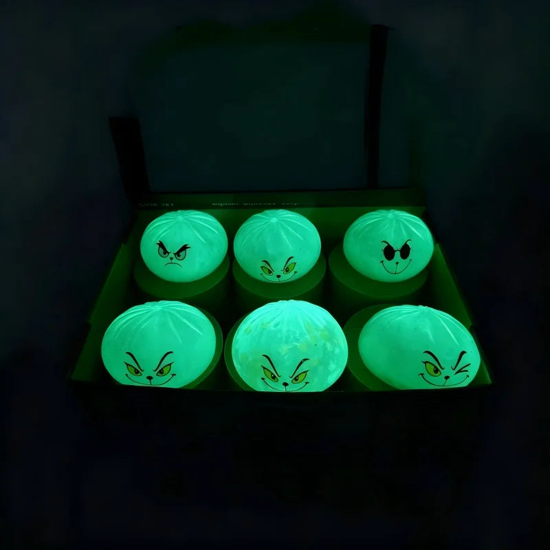 Glitter Green Dumpling with Steamer Luminous Squeeze Buns Relieve Stress for Christmas New Year Christmas Gifts Hidden Dumplings