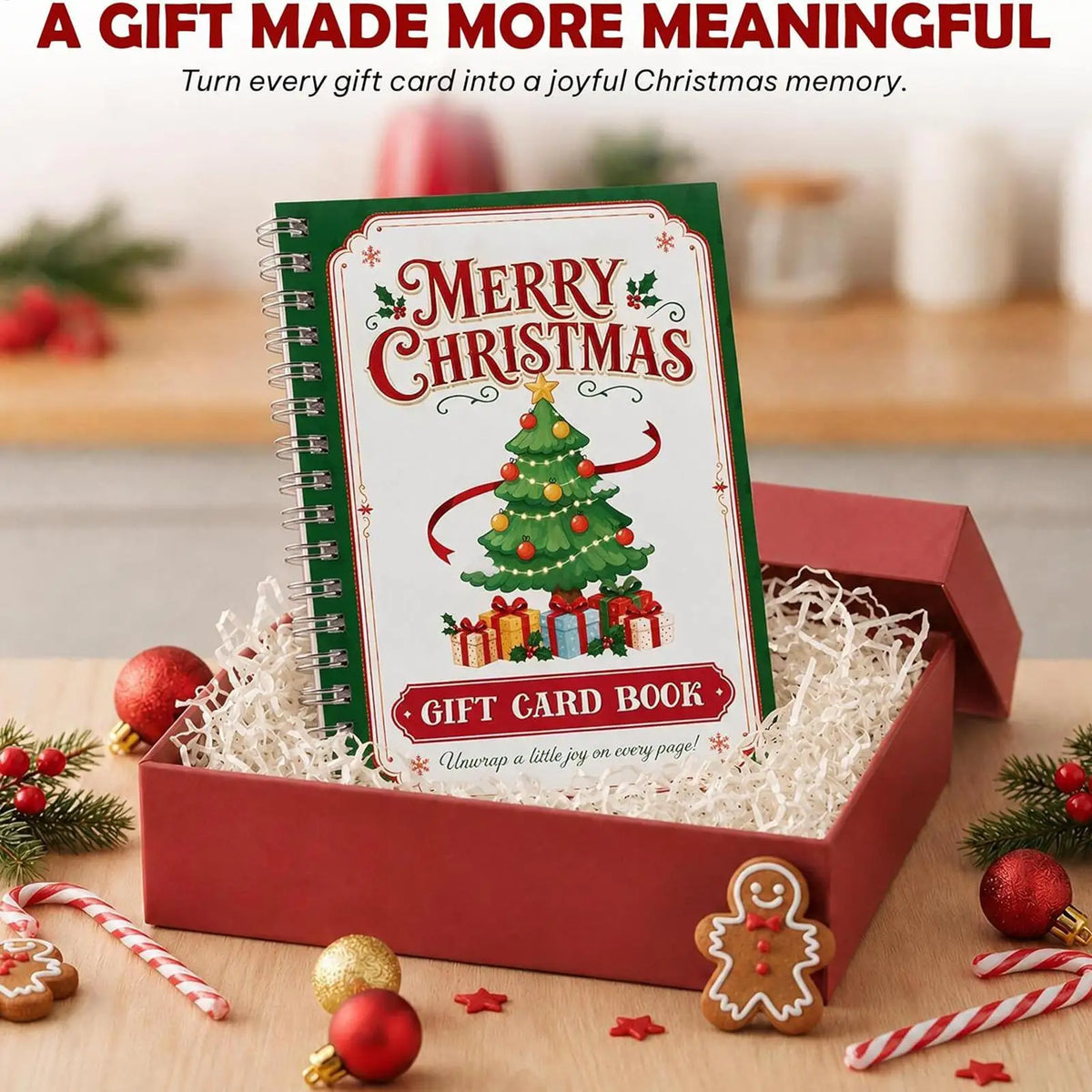 Christmas Gift Card Book 7 Pages Spiral Bound Holder Album for Gift Cards Festive Holiday Organizer Kids Adults Stocking Stuffer