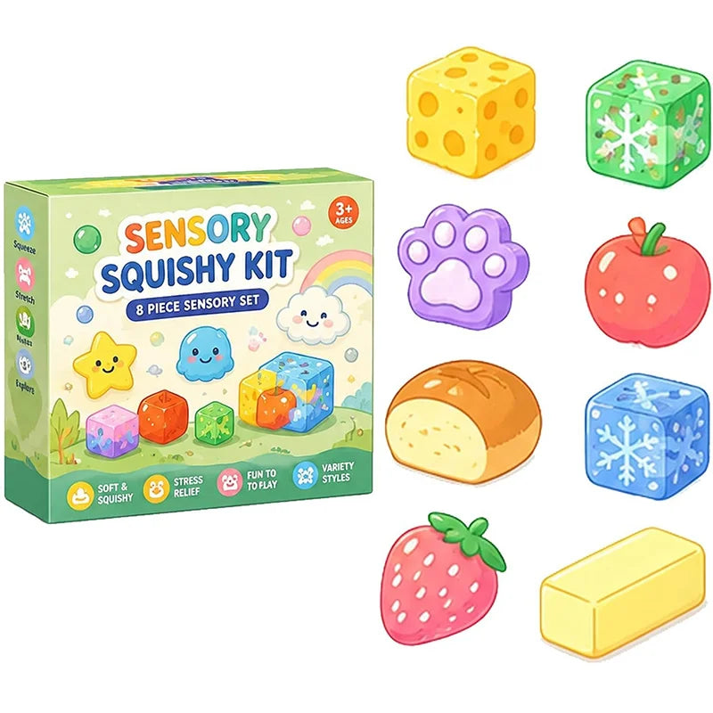 Squishy Fun Box Sensory Set Maltose Stress Relief Squishies Cute Animal & Food Shaped Desktop Decor For Anxiety Relief & Gifting