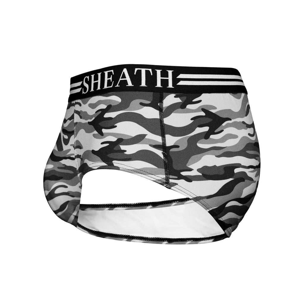 SHEATH Polyester Camo Men's Pouch American Brief (4 Pack)