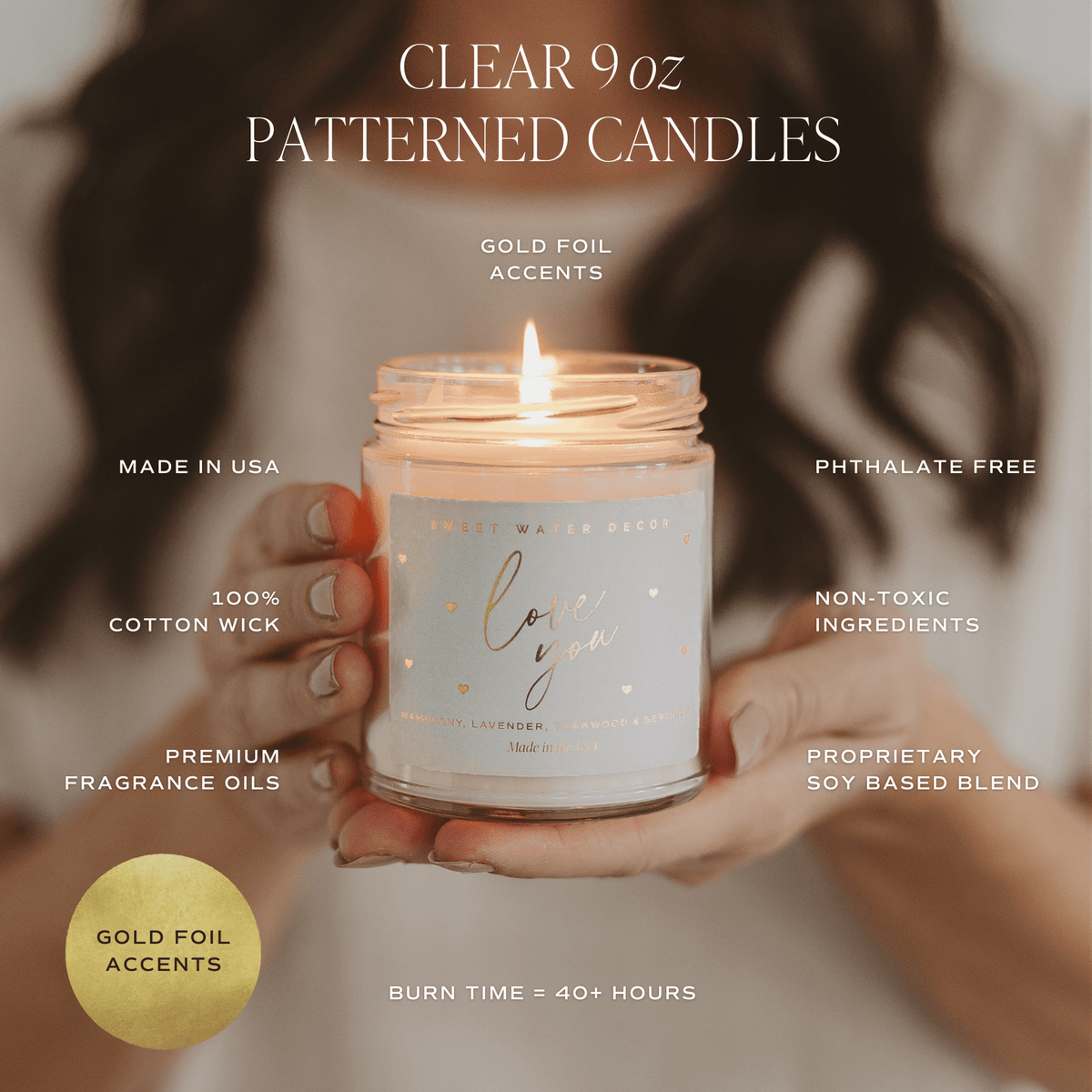 Cashmere and Vanilla Soy Patterned Candle - Clear Jar - 9 oz
