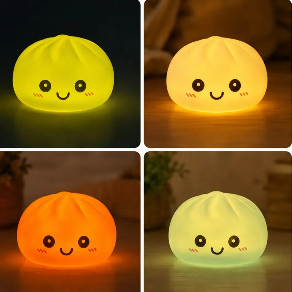 Funny Dumpling Night Lights Glowing Dumplings Desktop Ornament Cute Glowing Dumpling Steamer Box Kawaii Dumpling Lights Gifts