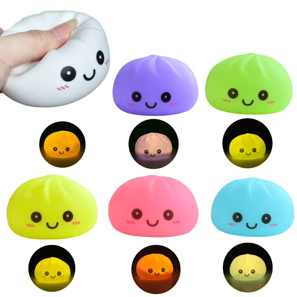 Funny Dumpling Night Lights Glowing Dumplings Desktop Ornament Cute Glowing Dumpling Steamer Box Kawaii Dumpling Lights Gifts