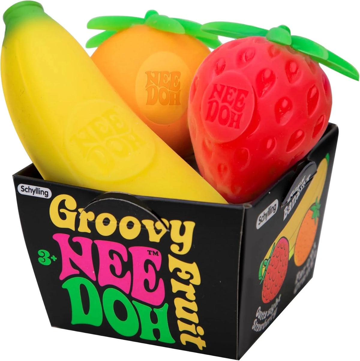 Nee Doh Groovy Fruit Squishy Toy TPR Banana Orange Strawberry Slow Rising Anxiety Relief Relaxing Accessory for Adult