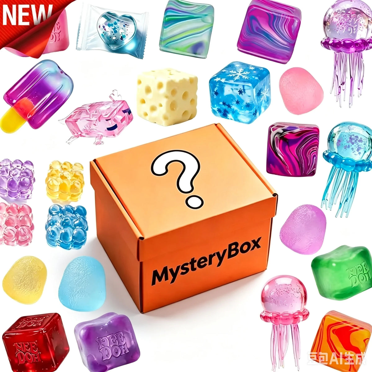 Mystery Box Jelly Squishies Jellyfish Cheese Mini Fidgets Blind Box Stress Toy Party Gift Classroom Reward Unboxing