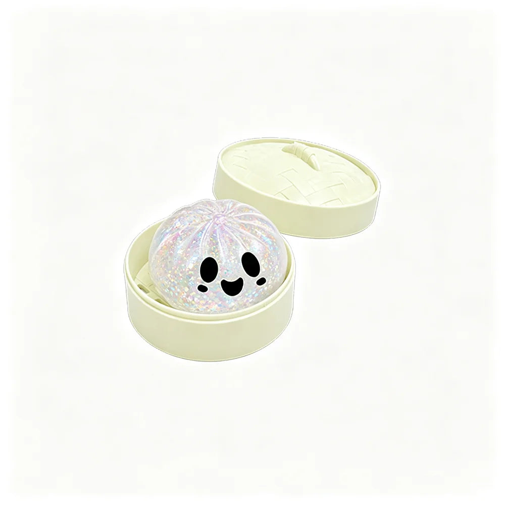 Glitter Halloween Ghost Dumplings Squishy Soft Slow Rebound Resilience Decompression with Steamer Stuffed Devil Steamed Bun Gift