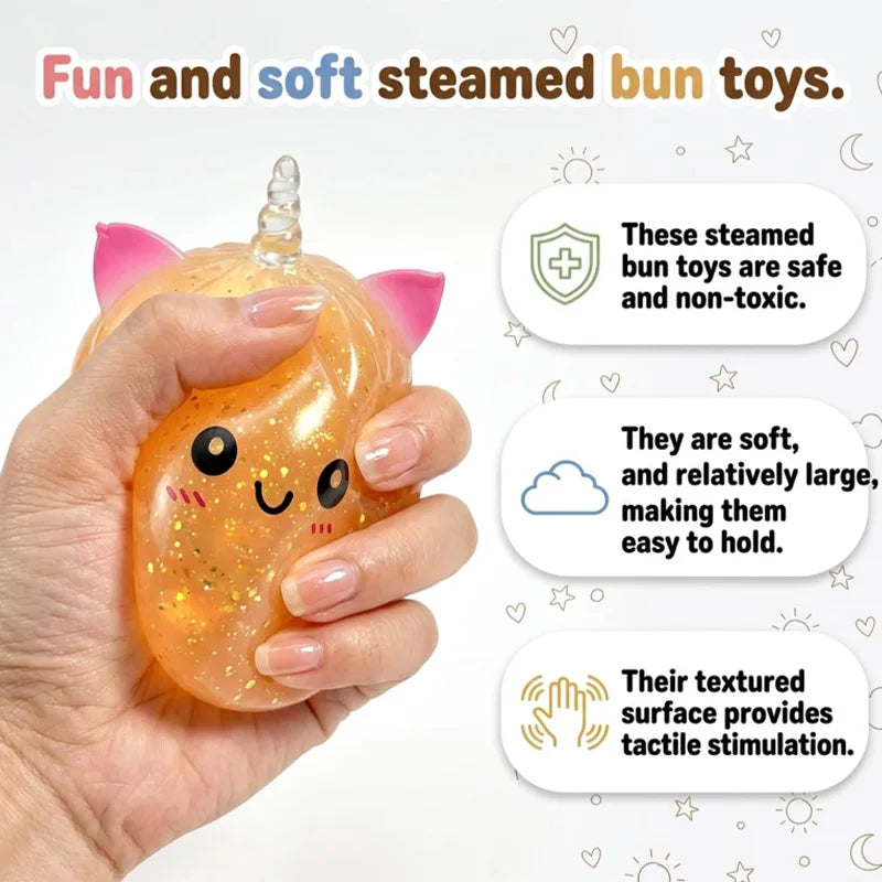 Unicorn Expression Dumplings Squishy Pinch Slow Rebound Soft Office Home Decorat Asmr Sensory Decompression Pressure Ball Gifts