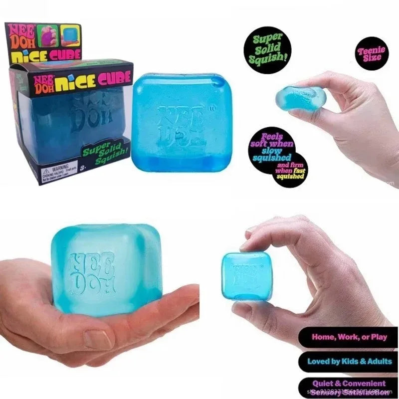 Nee Doh Nice Cube Squishy Toys, Soft Jelly Texture Stress Relief Toys, Suitable for Children and Adults' Sensory Nee Doh