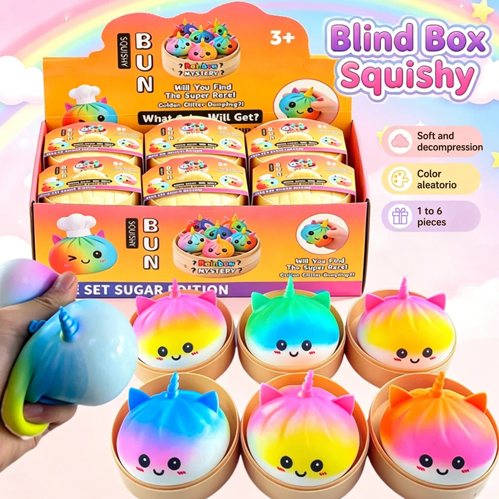 Large Rainbow dumplings Squishy Blind Box, Simulation squishies Stress Relief Squishies, Sensory Stress Relief Vent Fidget Toy