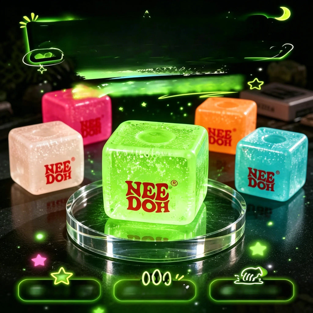 HOT Schylling Needoh Nice Cube Squishy Stress Toy Glow In The Dark Slow Rebound Sensory Glitter Pressure Relief For Adults Gifts
