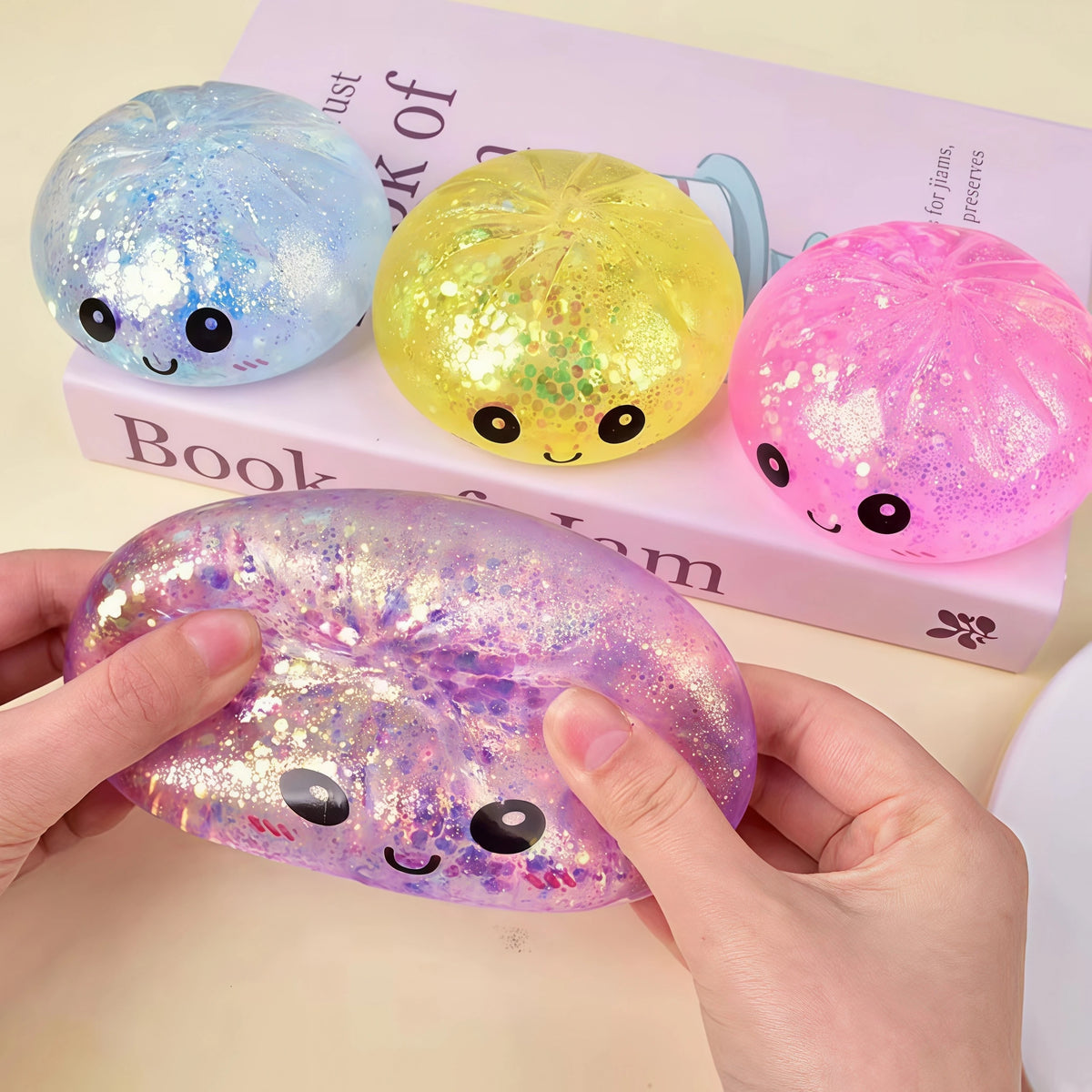 Glitter Dumpling Squishy with Box Dumplings Sensory Squeeze Toy for Stress Relief ASMR Children Adult Birthday Gifts Party Favor