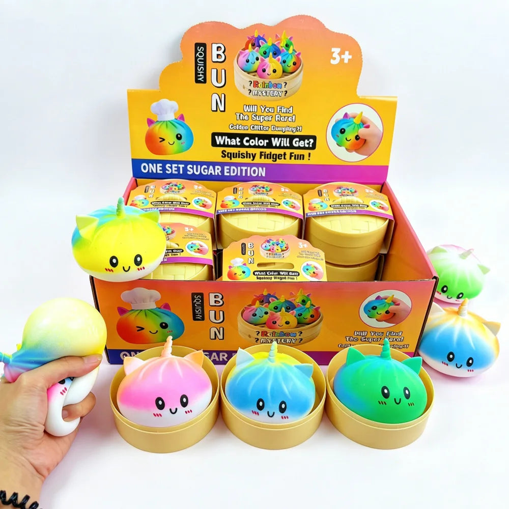 Large Rainbow dumplings Squishy Blind Box, Simulation squishies Stress Relief Squishies, Sensory Stress Relief Vent Fidget Toy