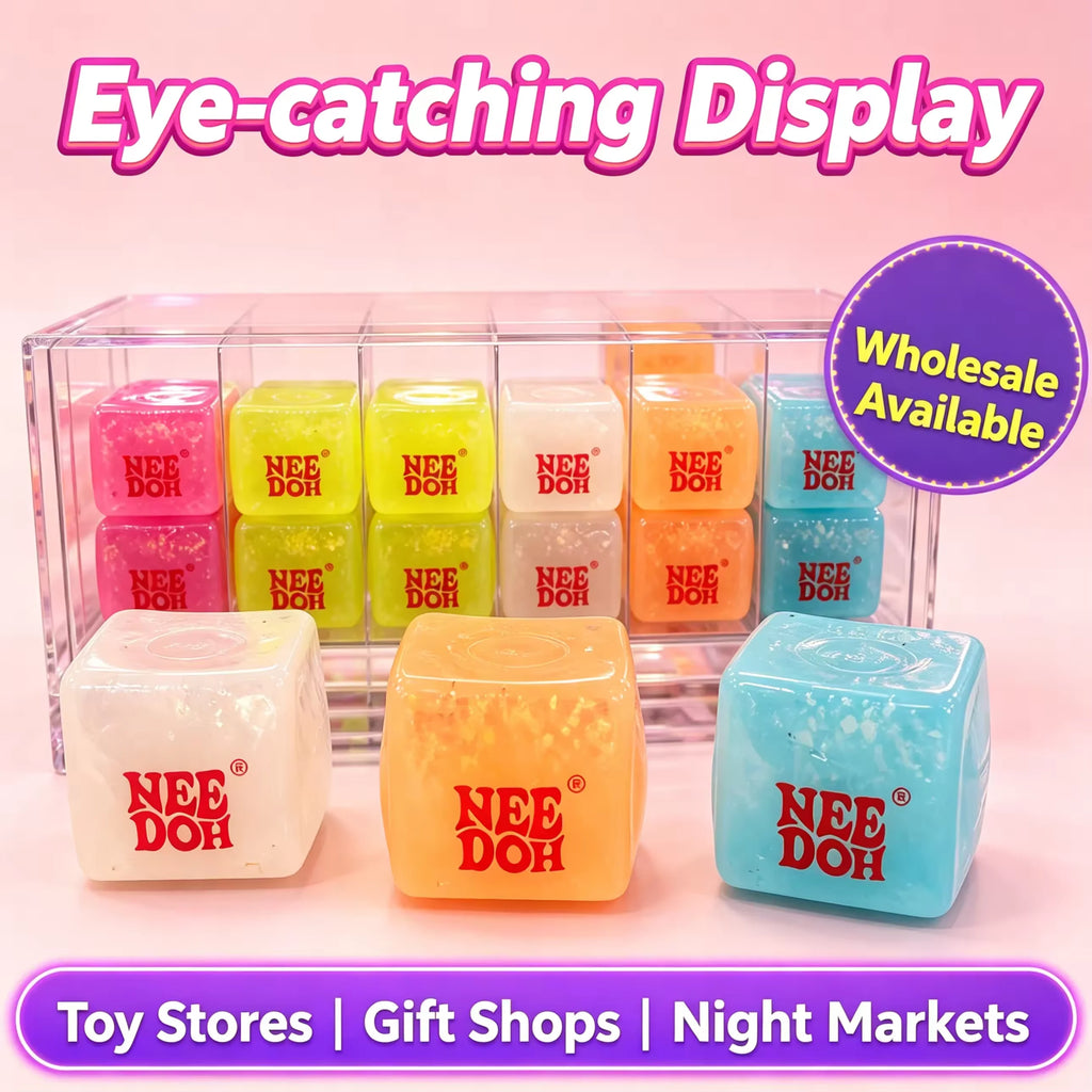 HOT Schylling Needoh Nice Cube Squishy Stress Toy Glow In The Dark Slow Rebound Sensory Glitter Pressure Relief For Adults Gifts