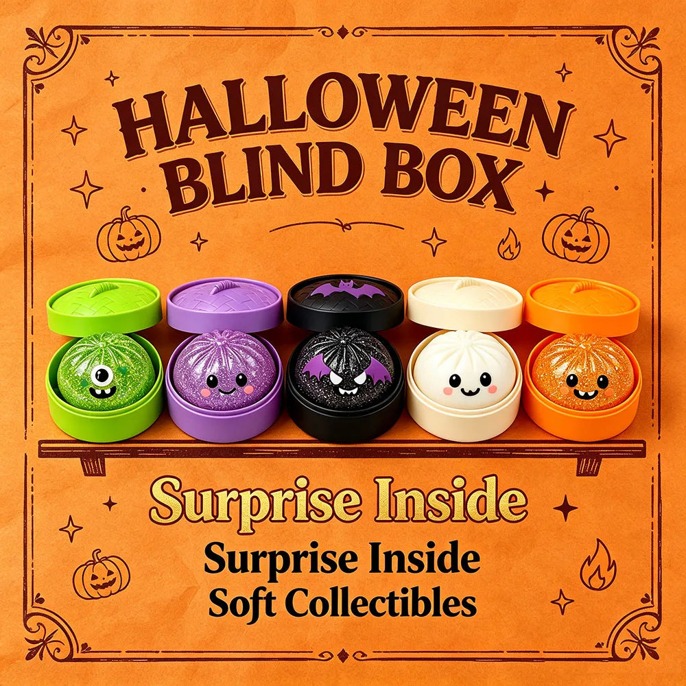 Glitter Halloween Ghost Dumplings Squishy Soft Slow Rebound Resilience Decompression with Steamer Stuffed Devil Steamed Bun Gift