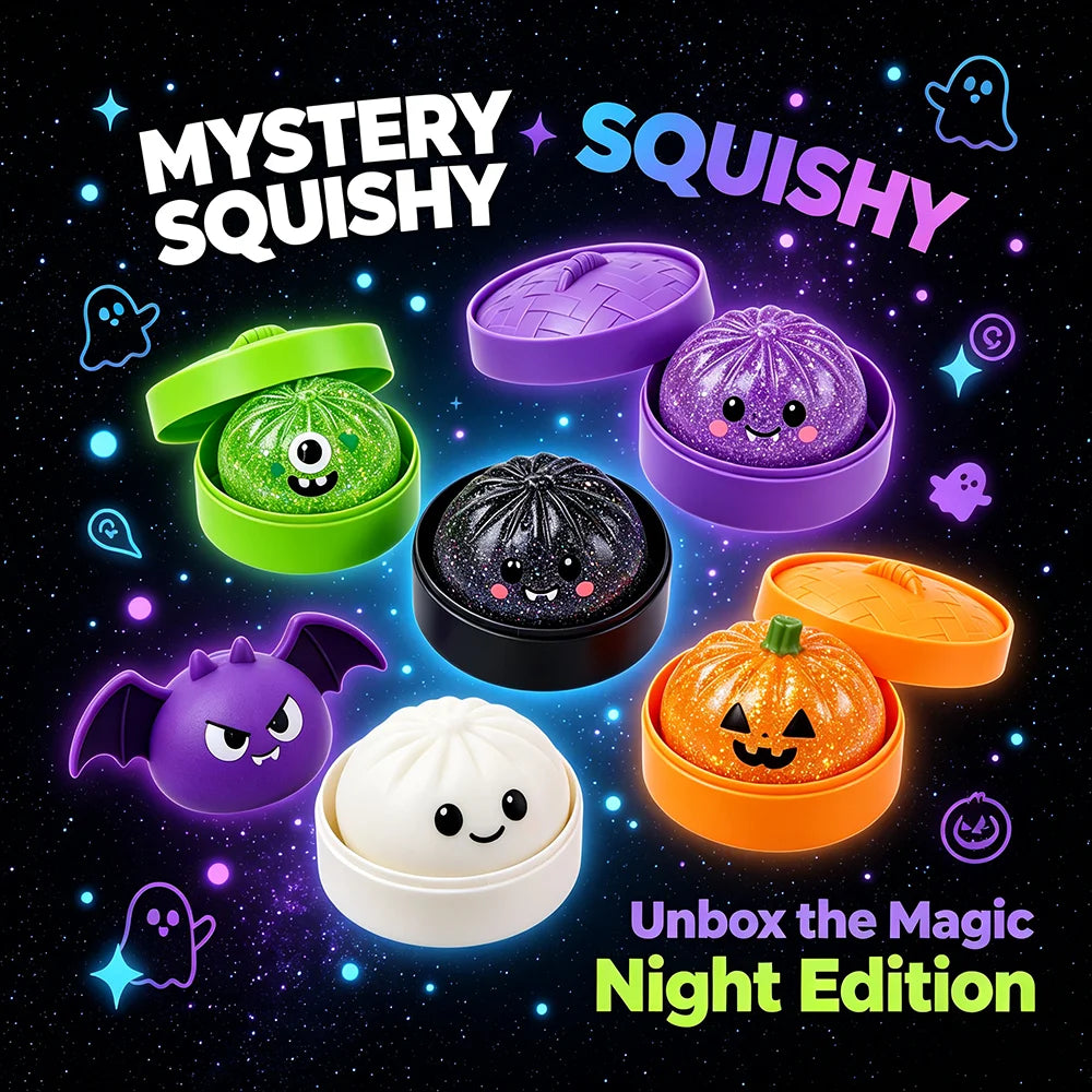 Glitter Halloween Ghost Dumplings Squishy Soft Slow Rebound Resilience Decompression with Steamer Stuffed Devil Steamed Bun Gift