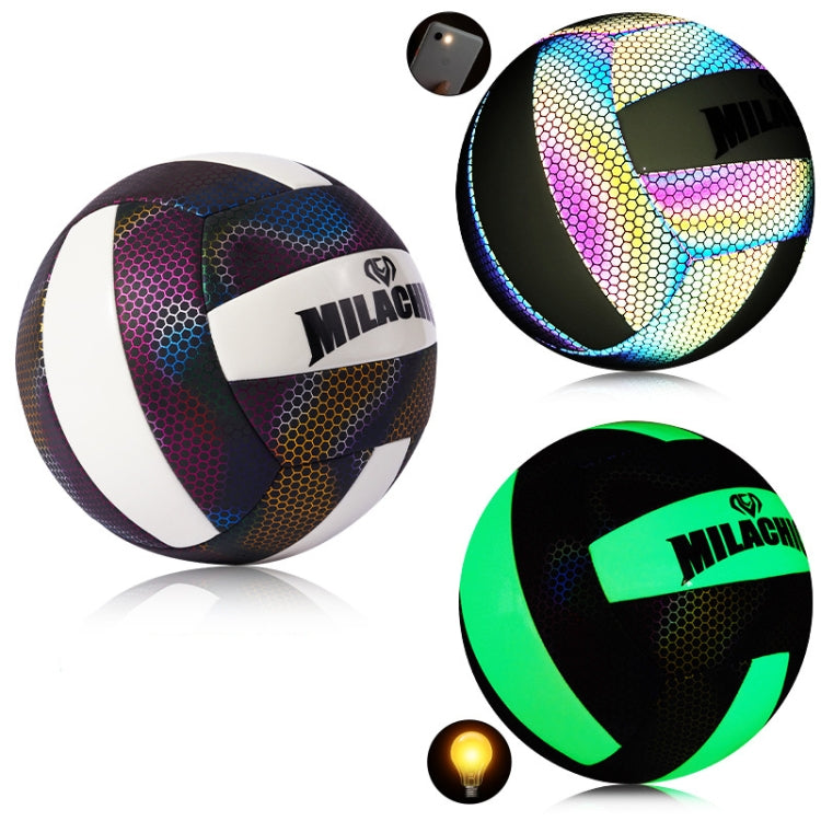 MILACHIC Fluorescent Volleyball No.5 PU Machine Stitched Volleyball, 6930 Night Light, 6931 Colorful, 6932 Honeycomb