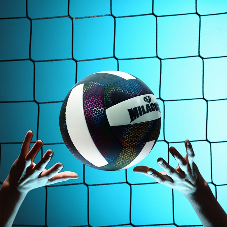 MILACHIC Fluorescent Volleyball No.5 PU Machine Stitched Volleyball, 6930 Night Light, 6931 Colorful, 6932 Honeycomb