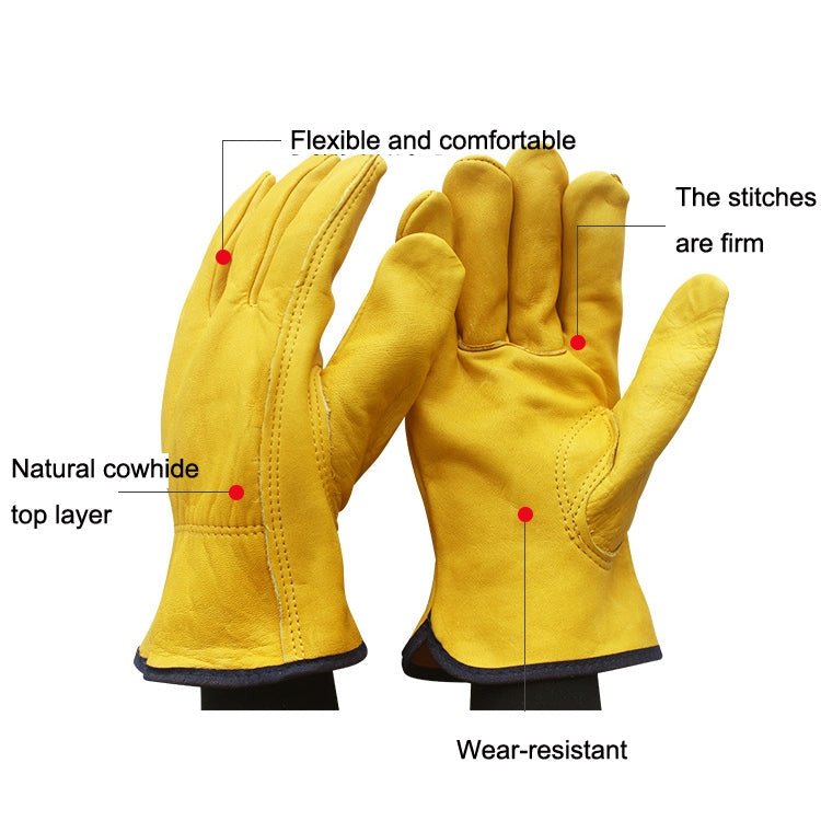 1 Pair JJ-1011 Cowhide Outdoor Wear-resistant Gardening Gloves, Size:, M, XL