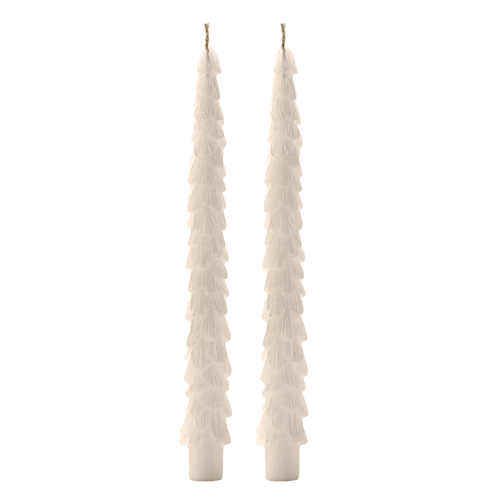 Cream Tree Taper Candles - Set of 2