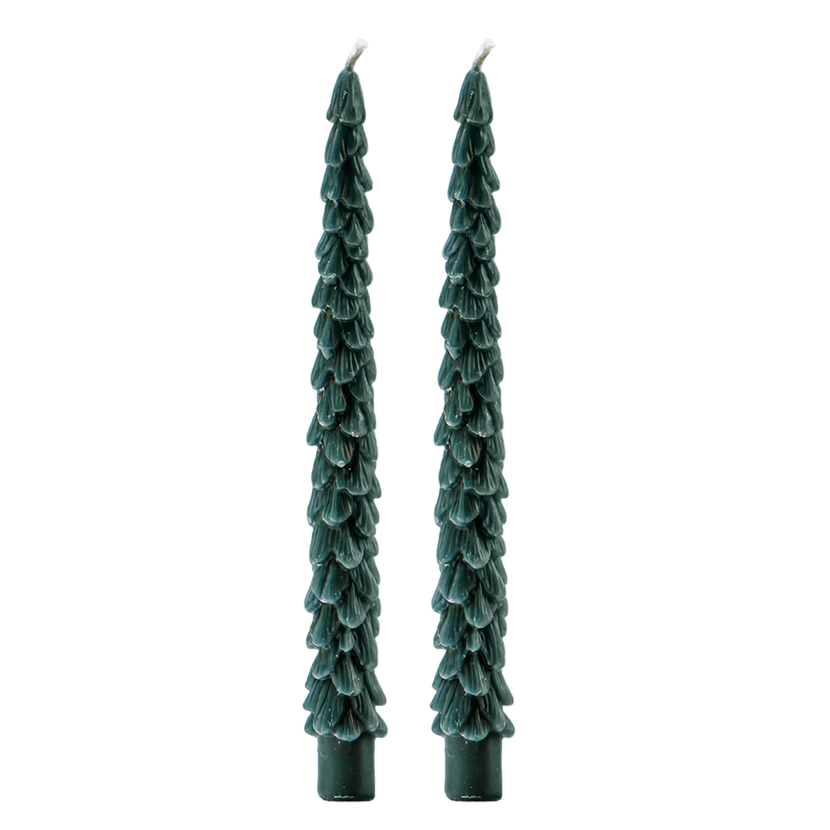 Green Tree Taper Candles - Set of 2