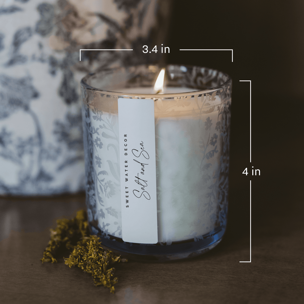 Coastal Lemon Soy Candle - Blue Tinted Glass Jar - 12 oz