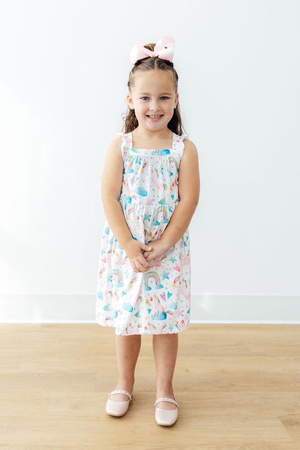 Unicorn Kisses Ruffle Cross Back Dress