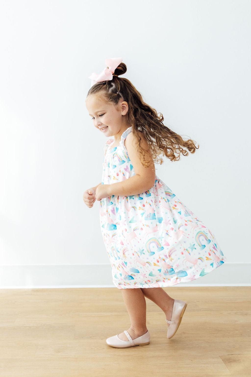 Unicorn Kisses Ruffle Cross Back Dress