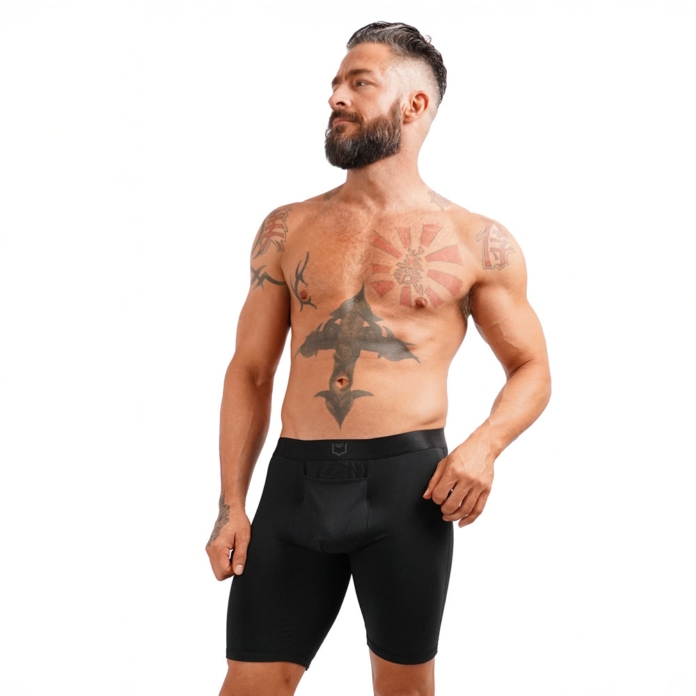 SHEATH V Modal Men's Single Pouch Horizontal Fly Boxer Brief 8" (3 Pack)