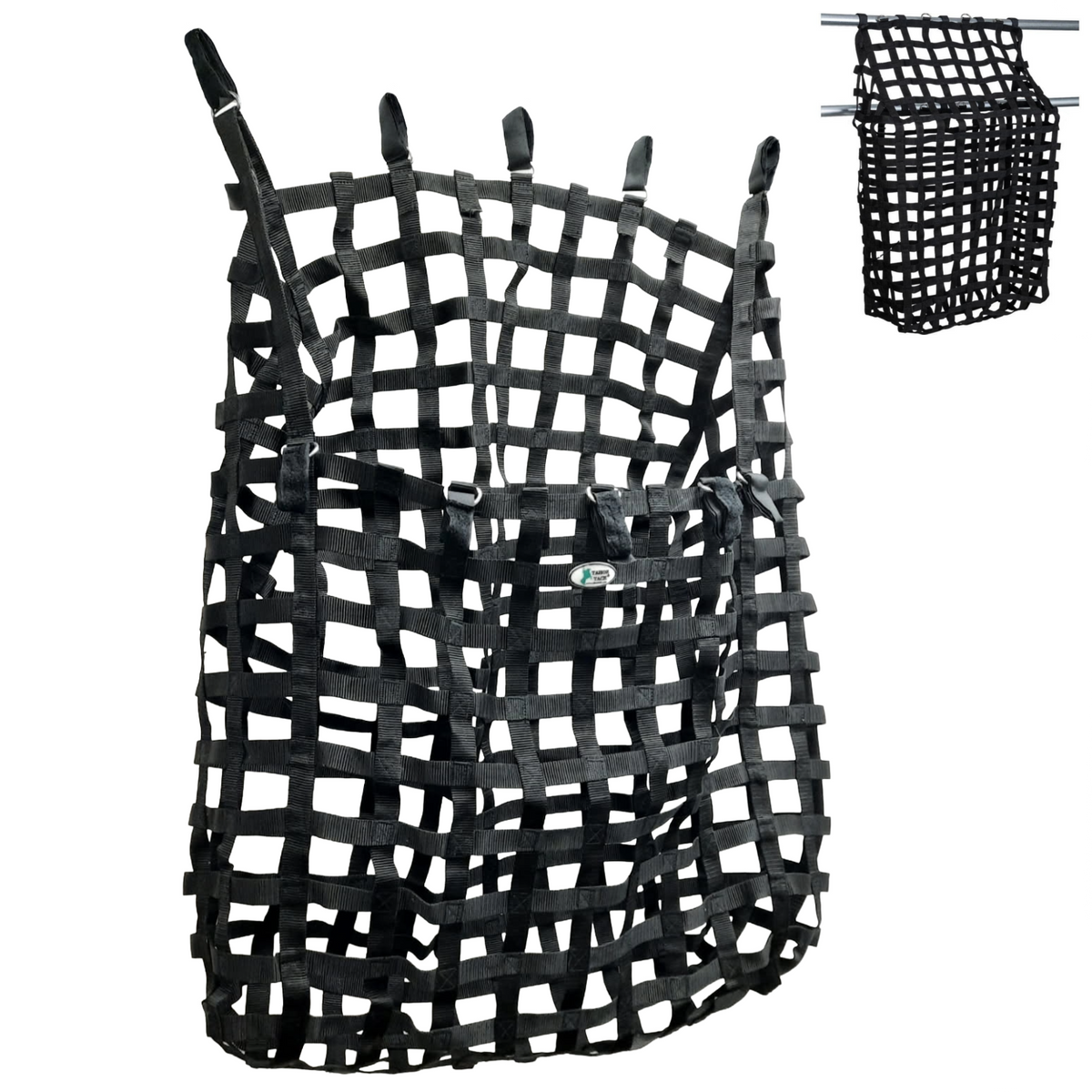 Tahoe Web Gate Slow Feed Hay Feeder – 2" Openings, Easy-Fill, Quick Strap Mounting, Holds 5–6 Flakes, Durable & Dust-Draining with Super Tough Bottom®