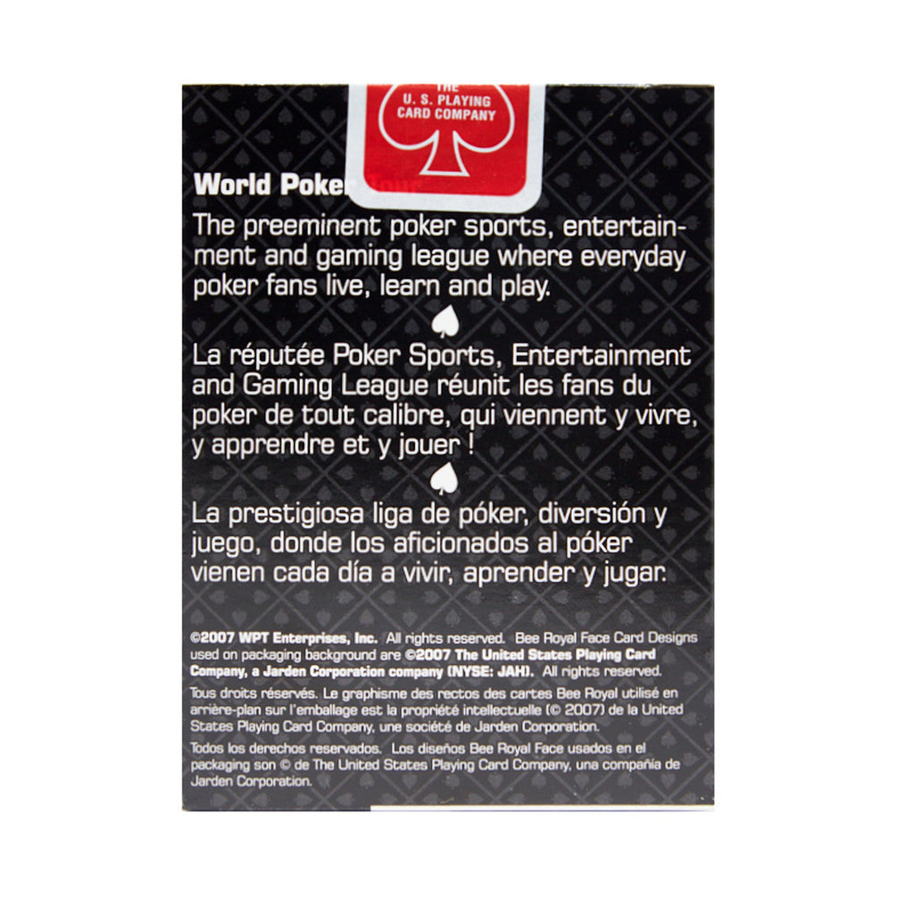 Bee Royal World Poker Tour (WPT) Playing Cards – Black & White with Red Seal