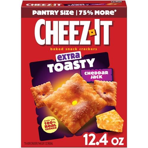 Cheez-It Cheese Crackers, Baked Snack Crackers, Kids Snacks, Extra Toasty Cheddar Jack, 12.4Oz Box (1 Box)