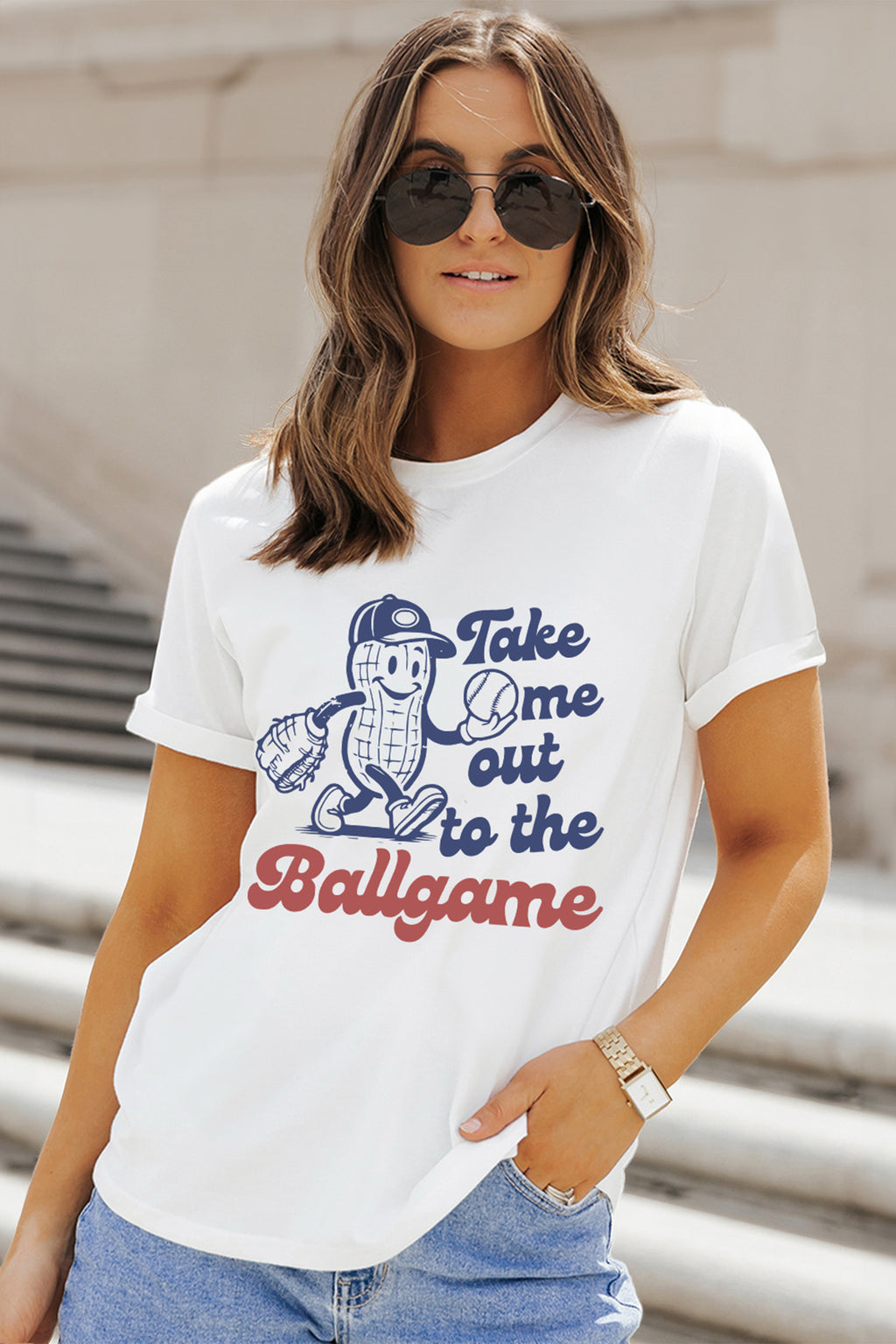 White Take me out to the Ballgame Casual Tee