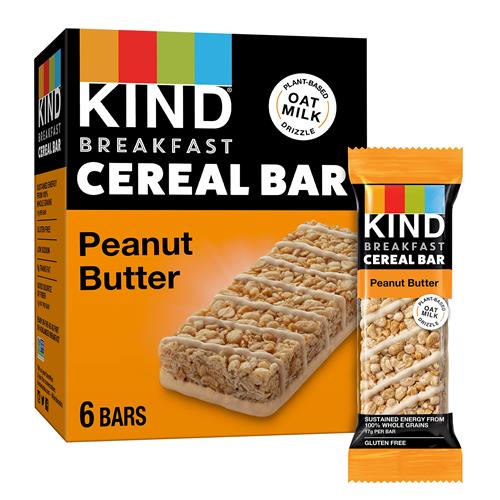 Kind Breakfast Cereal Bars, Peanut Butter, Healthy Snacks, Gluten Free, 100% Whole Grains, 3G Protein, 6 Count